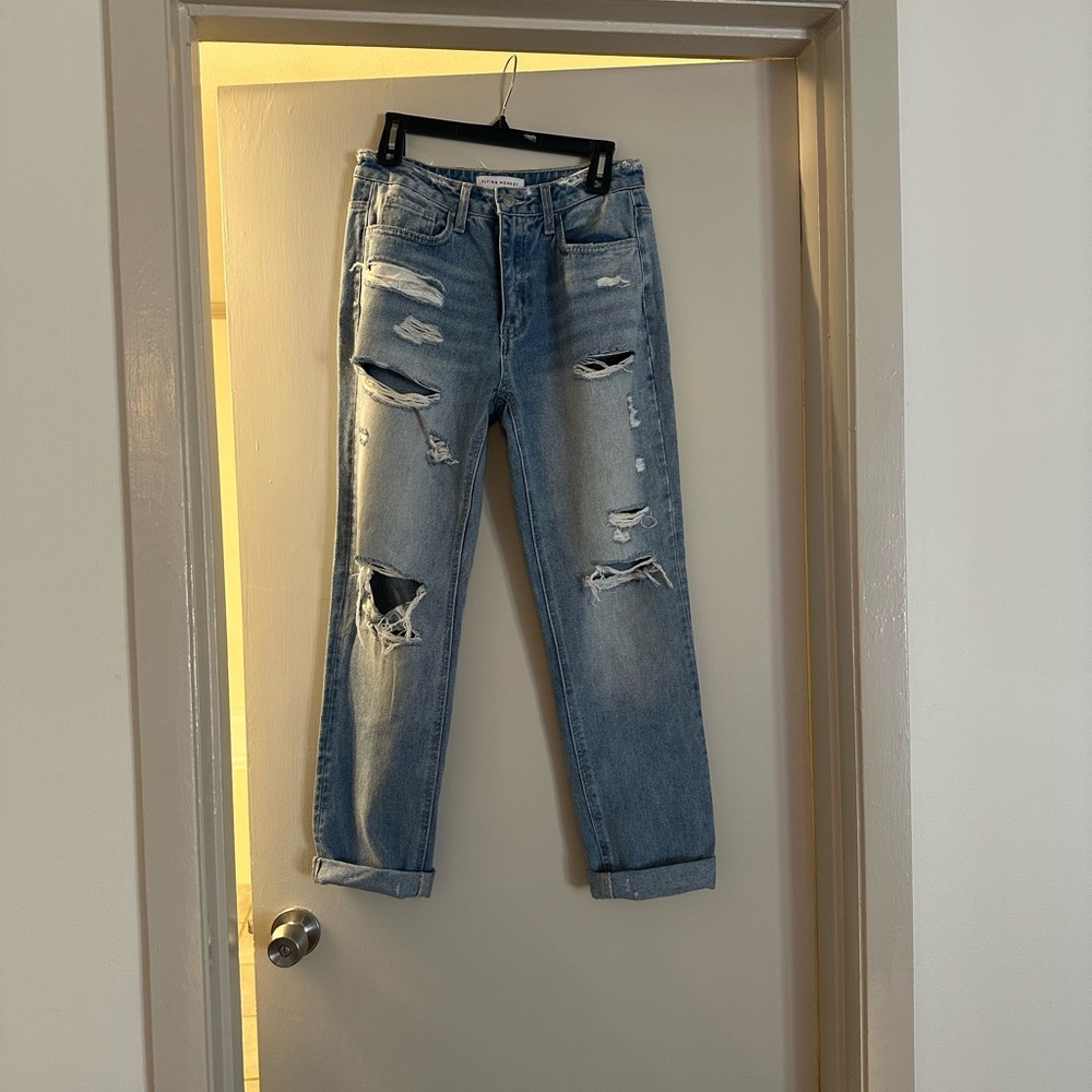Flying Monkey Light Blue Distressed Boyfriend Jeans